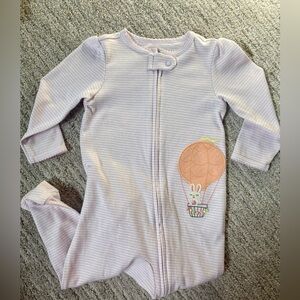Carter's Lavender Striped Footie with Hot-Air Balloon Bunny
